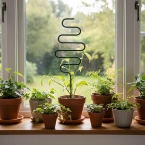 Plant Trellis, Squiggle Shaped Plant Support, Indoor Garden Decor, 12.375" tall